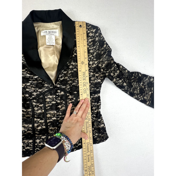 JR Nites By Caliendo Black Lace Blazer Formal Jacket Size 10 Wedding Prom Party - Picture 10 of 12